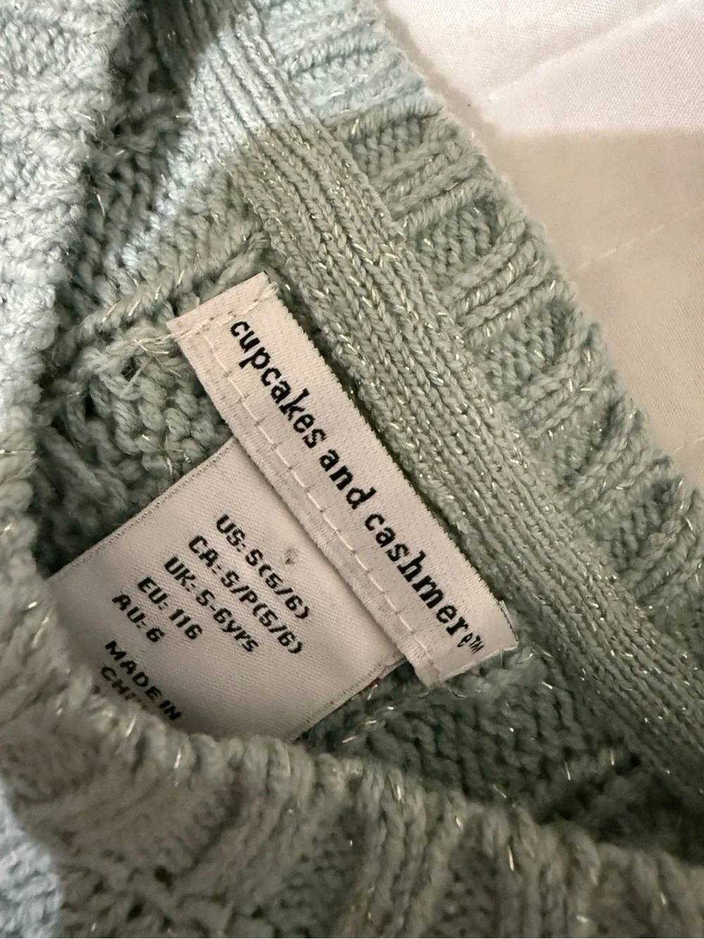 cupcakes & cashmere Sage Green Cable-Knit Sweater and Plaid Skirt Set